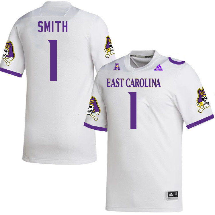 #1 Yannick Smith East Carolina Pirates College Football Jersey Stitched-White